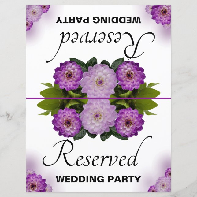 Papier Fête de mariage pliable réservée Purple Floral (Devant)