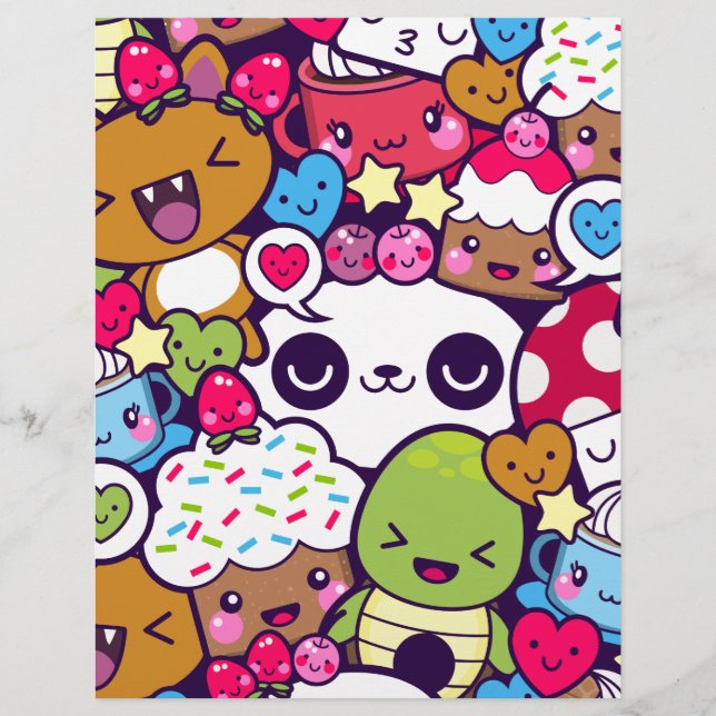 Papier Fête de nourriture d'animaux de dessin animé Kawai (Devant)