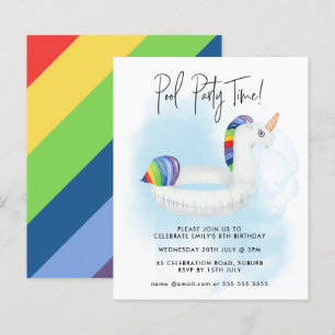 Papier Fête de piscine d'été Licorne Arc-en-ciel Annivers