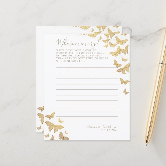 Papier Fête des mariées à papillon d'or dont le jeu de mé (Devant/Arrière en situation)