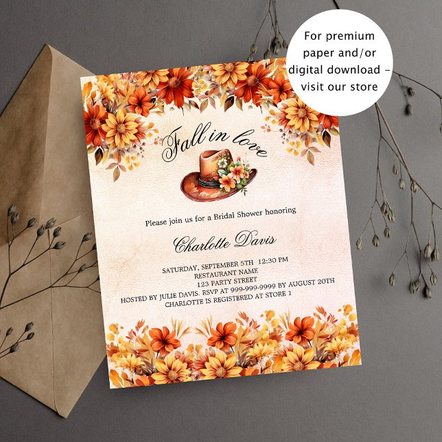 Papier Fête des mariées automne cowgirl budget invitation (Créateur téléchargé)