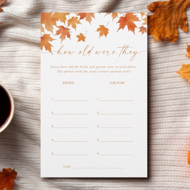 Papier Fête des mariées Automne Devinez Le Jeu De L'Âge (Créateur téléchargé)