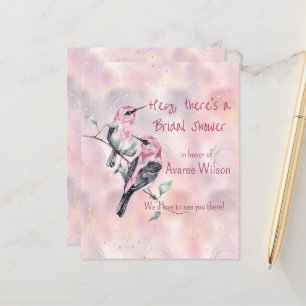 Papier Fête des mariées aux oiseaux noirs roses