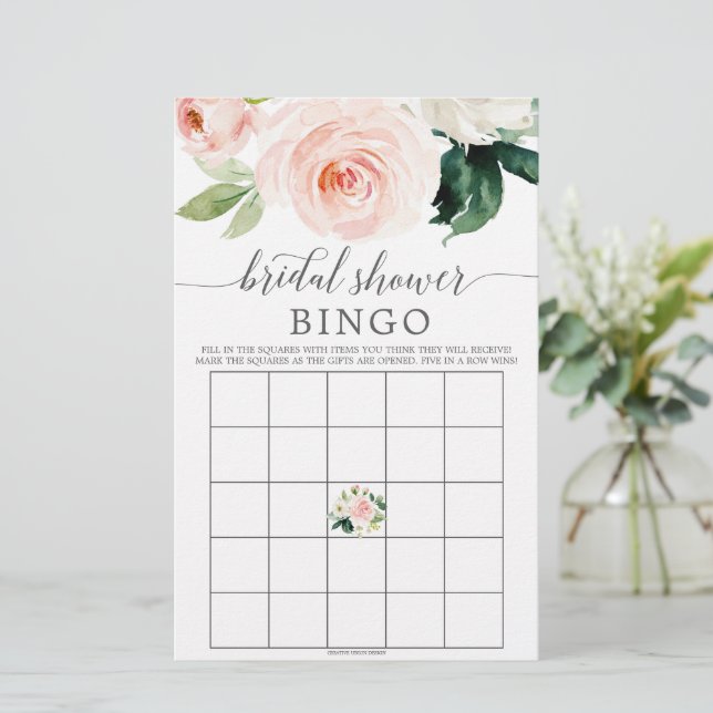Papier Fête des mariées Bingo Jeu Blushing Blooms (Debout devant)
