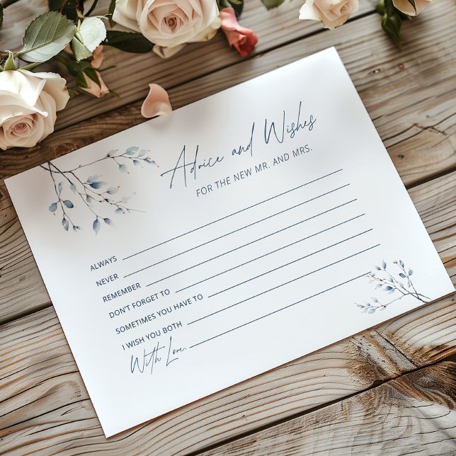 Papier Fête des mariées Botanique Bleue Conseils et souha (Créateur téléchargé)