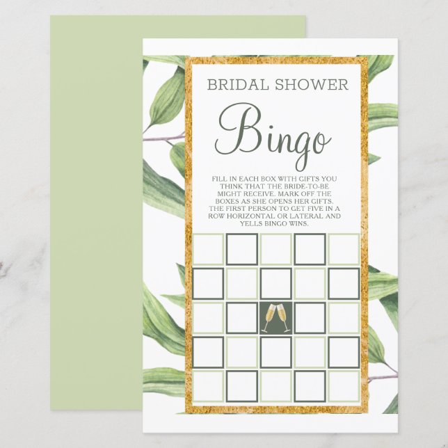 Papier Fête des mariées botanique moderne Jeu de Bingo (Devant / Derrière)