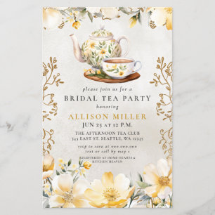 Papier Fête des mariées Budget Jaune Floral Tea Party