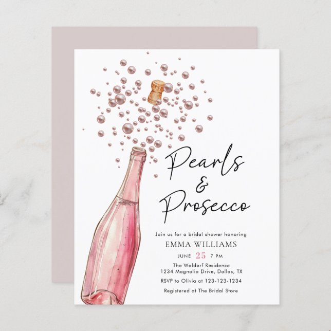 Papier Fête des mariées Budget Pink Pearl et Prosecco (Devant / Derrière)