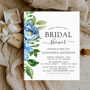 Papier Fête des mariées budgétaire Blue Floral Invitation