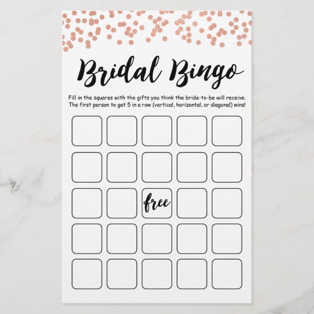 Papier Fête des mariées de bingo nuptiale et jeu de fête  (Devant)