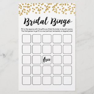 Papier Fête des mariées de bingo nuptiale et jeu de fête 
