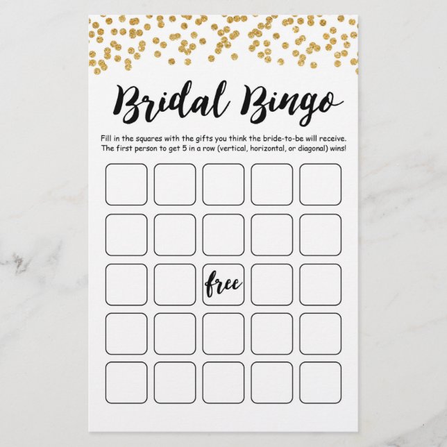 Papier Fête des mariées de bingo nuptiale et jeu de fête  (Devant)