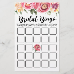 Papier Fête des mariées de bingo nuptiale et jeu de fête 
