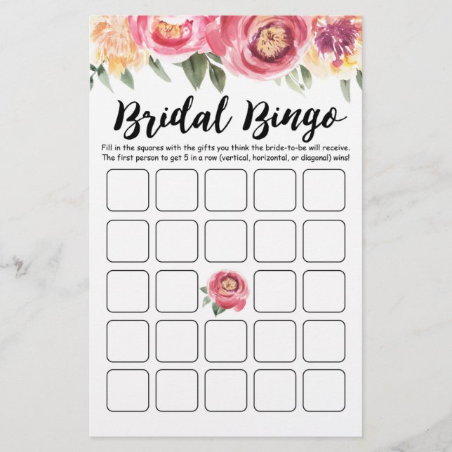 Papier Fête des mariées de bingo nuptiale et jeu de fête  (Devant)