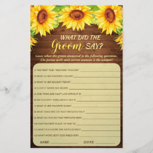 Papier Fête des mariées de fleurs de tournesol de bois Je