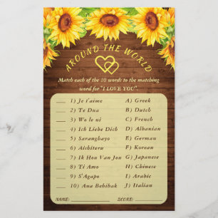 Papier Fête des mariées de fleurs de tournesol de bois Je