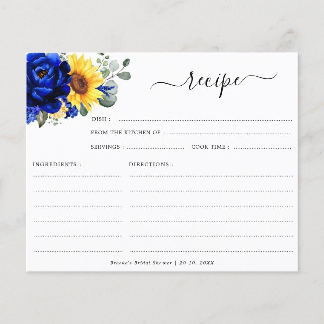 Papier Fête des mariées de tournesol bleu royal Recette (Devant)