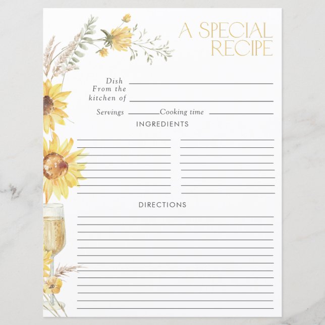 Papier Fête des mariées de tournesol Boho Recette (Devant)