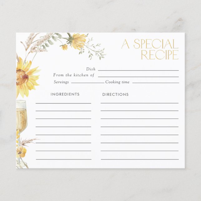 Papier Fête des mariées de tournesol Boho Recette (Devant)