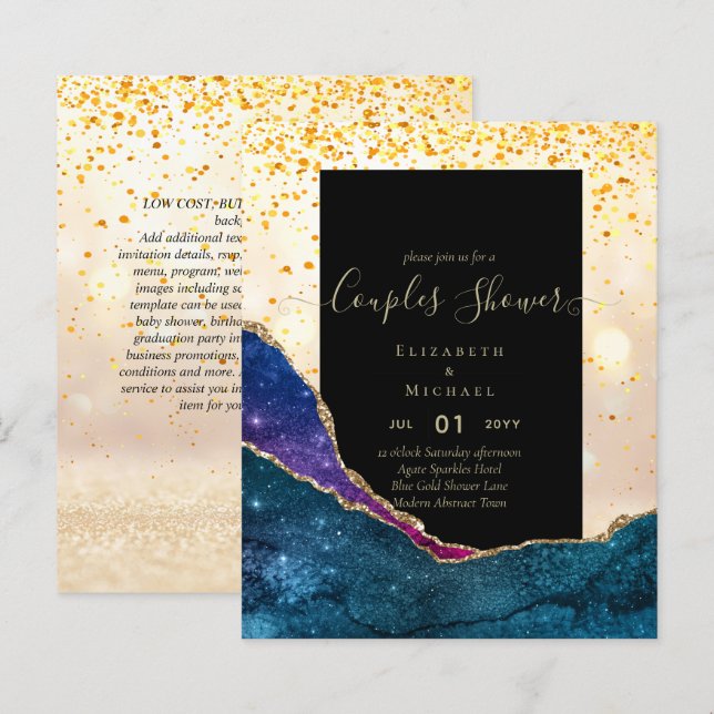 Papier FÊTE DES MARIÉES des couples BUDGET - AGATE Gold (Devant / Derrière)
