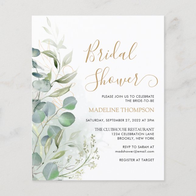 Papier FÊTE DES MARIÉES d'or Eucalyptus (Devant)