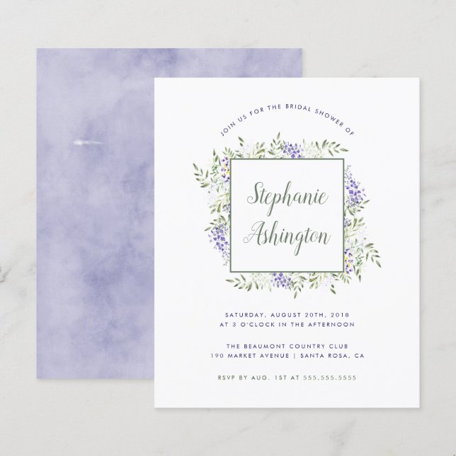 Papier Fête des mariées du cadre de la Wisteria d'aquarel (Devant / Derrière)