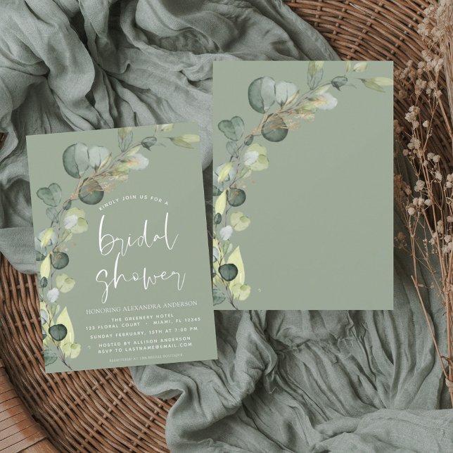 Papier Fête des mariées Eucalyptus Sage Green Invitation (Créateur téléchargé)