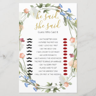 Papier Fête des mariées fleur sauvage il a dit, elle a di