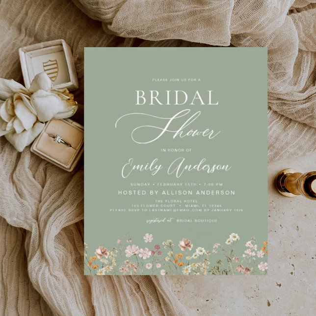 Papier Fête des mariées Fleur sauvage Sage Green Boho (Créateur téléchargé)