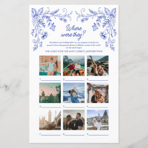 Papier Fête des mariées Florale Bleue Où étaient-ils