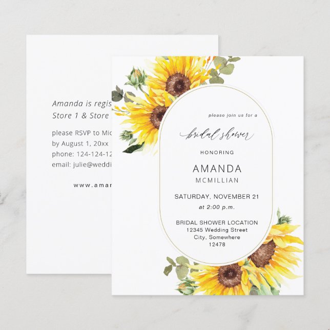Papier Fête des mariées florale Budget Sunflower & Eucaly (Devant / Derrière)
