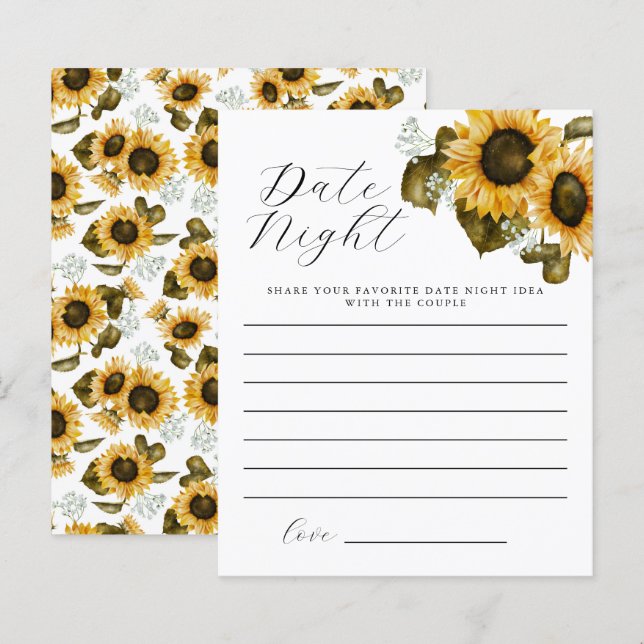 Papier Fête des mariées Florale Jaune Date Idées de nuit (Devant / Derrière)