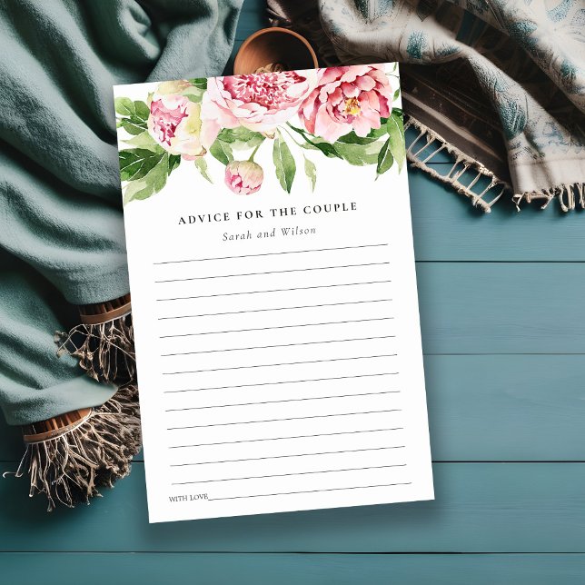 Papier Fête des mariées florale Pink Peony Conseils pour  (Créateur téléchargé)