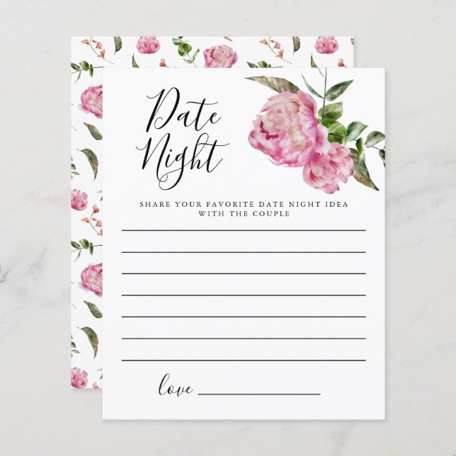 Papier Fête des mariées Florale rose Date Idées de nuit (Devant / Derrière)