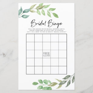 Papier Fête des mariées Games Bingo Jeu Mariage Vert