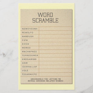 Papier Fête des mariées Games Fun Word Scramble Library C
