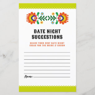 Papier Fête des mariées Jeu Date Nuit Suggestions Fiesta