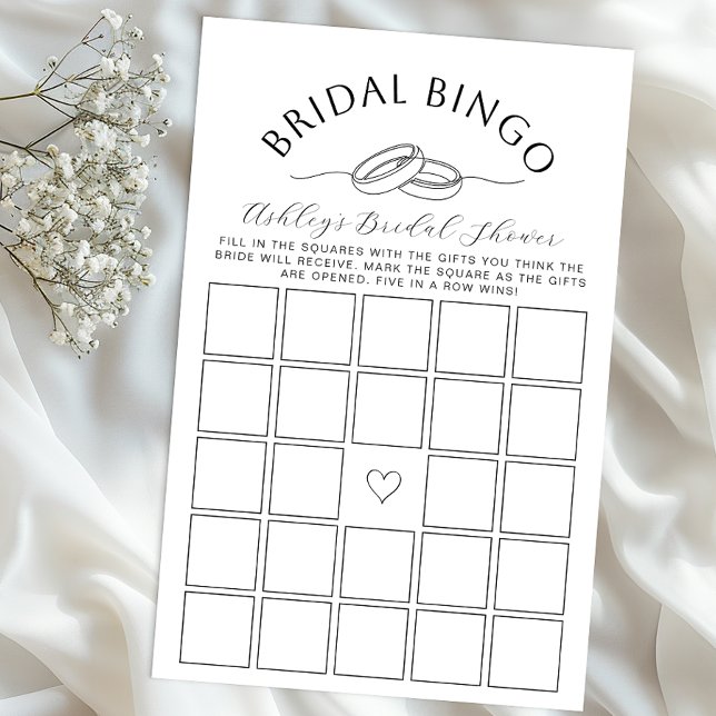 Papier Fête des mariées Jeu de Bingo avec anneaux Concept (Bridal Bingo)