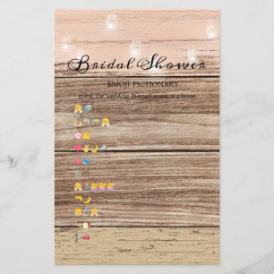 Papier Fête des mariées Jeu Emoji Pictionary Bois rustiqu