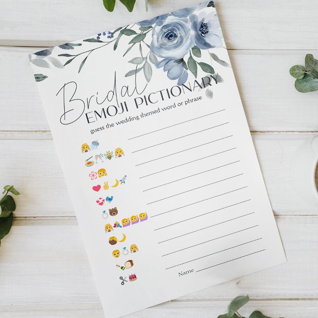 Papier Fête des mariées Jeu Emoji Pictionary Dusty Blue (Créateur téléchargé)