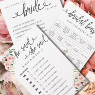 Papier Fête des mariées Jeu Il A Dit Qu'Elle A Dit Devine