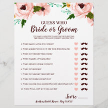 Fête des mariées Jeu mariée ou groom floral