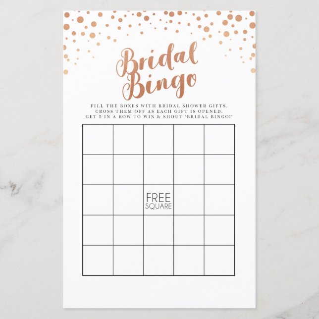 Papier Fête des mariées Jeux Bingo Jeu Mariage Rose Gold (Devant)