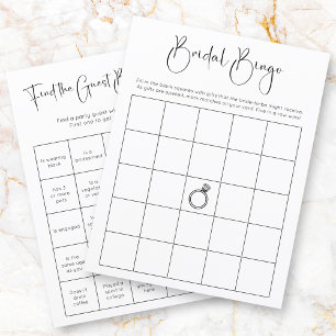 Papier Fête des mariées moderne à deux faces Jeu de Bingo