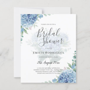 Papier Fête des mariées moderne Blue Hydrangea PHOTO Invi