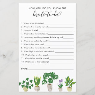 Papier Fête des mariées plante Jeu Comment bien savez-vou