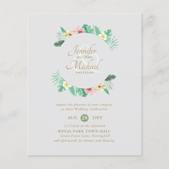 Papier Fête des mariées rose tropicale par courrier ou Ma (Devant)
