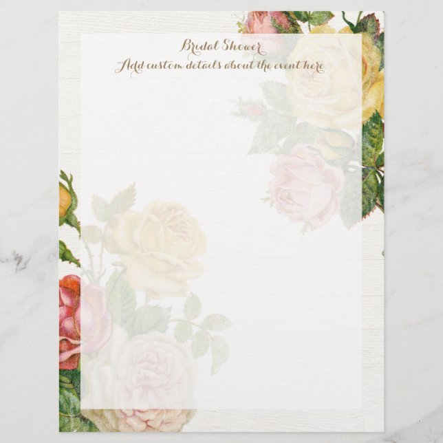 Papier Fête des mariées vintage Florale Whitewash Spring (Devant)
