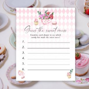 Papier Fête du thé floral Baby shower Devinez le doux dés