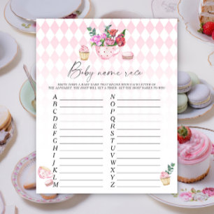 Papier Fête du thé floral - jeu de course de nom de bébé